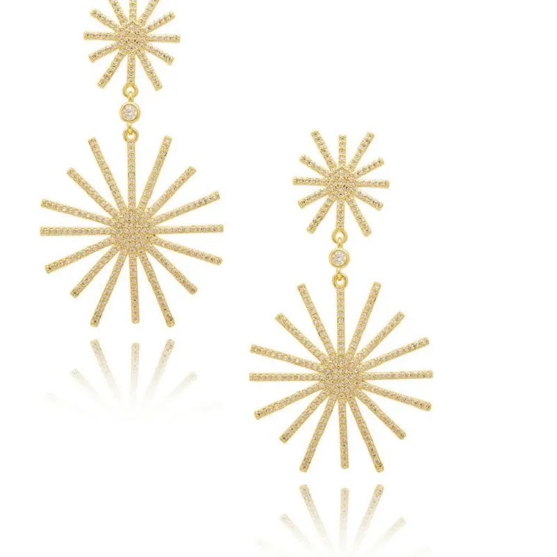 বড় মাইক্রো পেভ ড্যাঙ্গেল কানের দুল