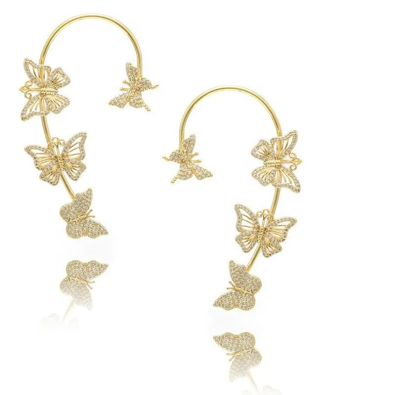 বাটারফ্লাই কানের দুল কাফ গোল্ড প্লেটেড