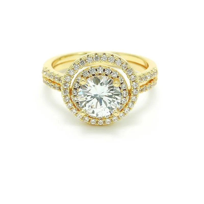 ডাবল রিং সেট গোল্ড প্লেটেড