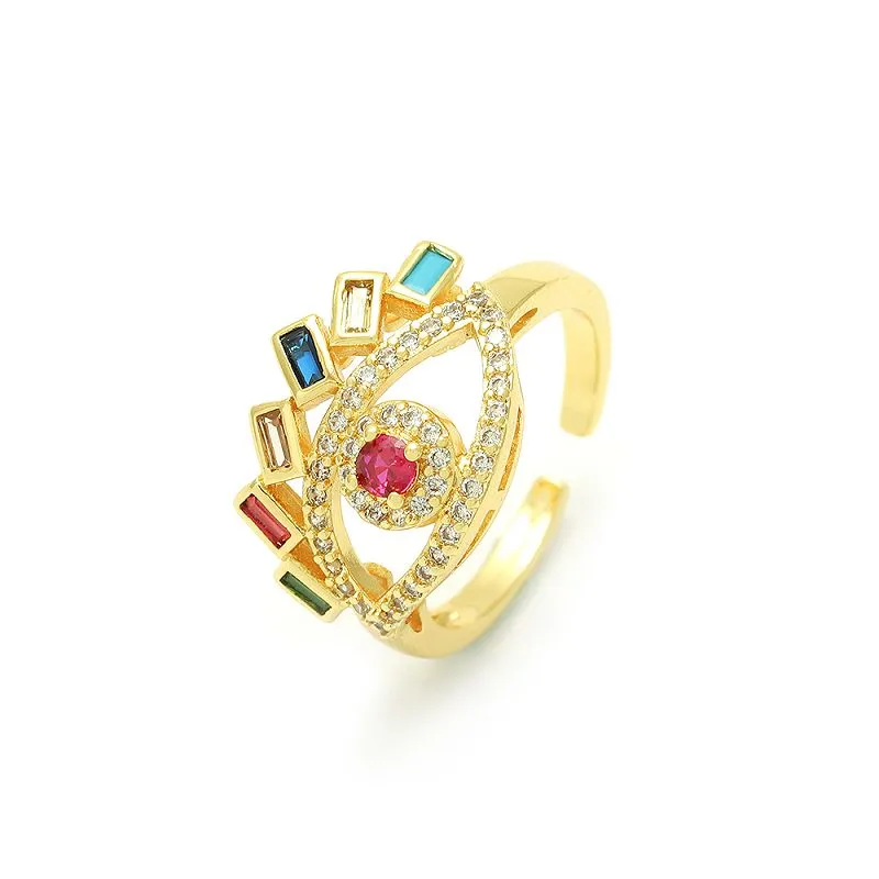 গোল্ড প্লেটেড ইভিল আই রিং সামঞ্জস্যযোগ্য