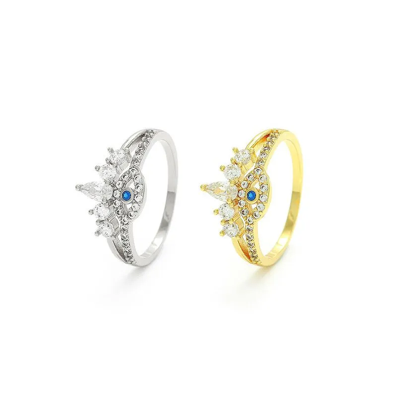 গোল্ড প্লেটেড সিলভার ইভিল আই রিং