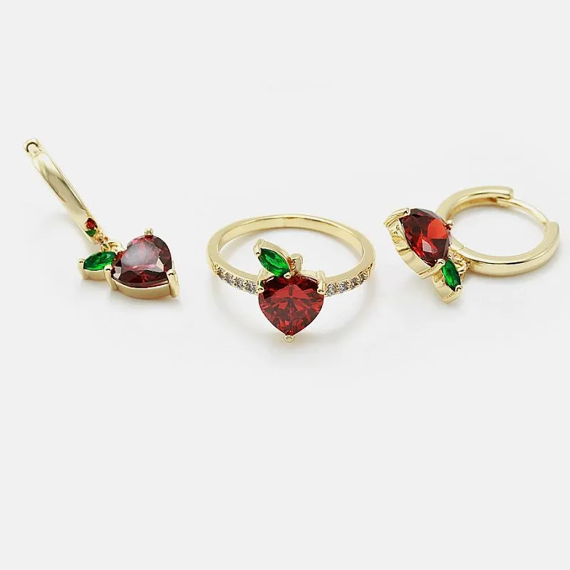লাল Cz হার্ট জুয়েলারী সেট