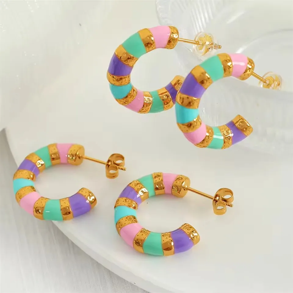 বিস্ফোরক রঙিন ড্রিপ কানের দুল