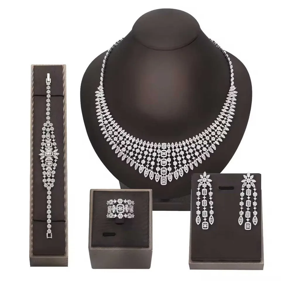 বিলাসবহুল ক্রিস্টাল বিবাহের গয়না সেট